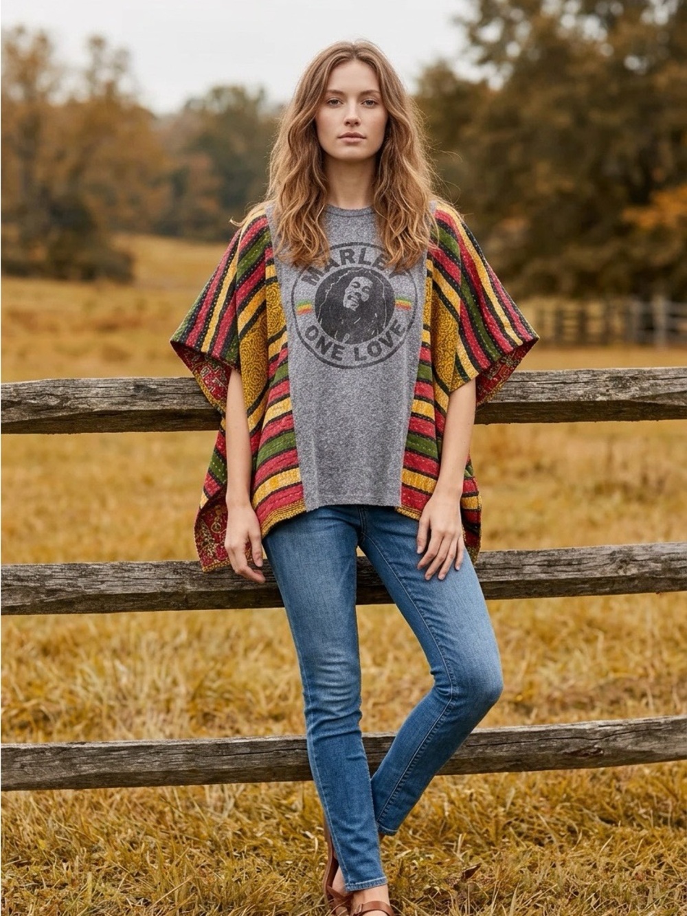 Handcrafted Upcycled Bob Marley Kantha Tunic NWT One Size